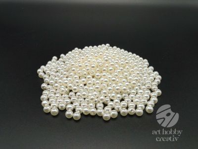 Margele plastic - alb galbui perlat Ø8mm