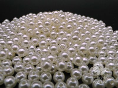 Margele plastic - alb galbui perlat Ø8mm