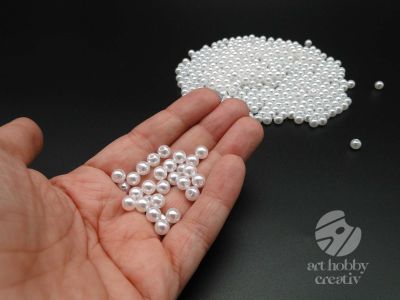Margele plastic - alb perlat Ø6mm