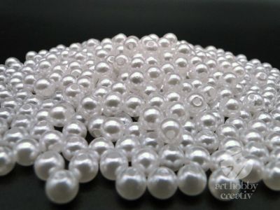 Margele plastic - alb perlat Ø6mm