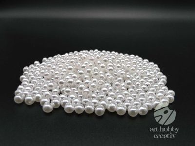 Margele plastic - alb perlat Ø6mm