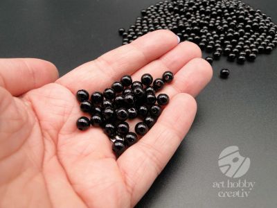 Margele plastic - negru perlat Ø6mm