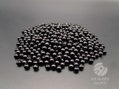 Margele plastic - negru perlat Ø6mm