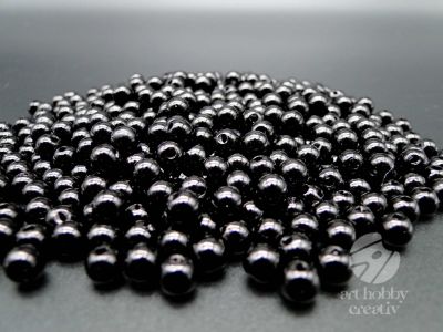 Margele plastic - negru perlat Ø6mm