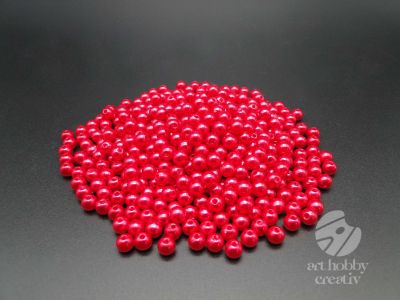 Margele plastic - rosu perlat Ø6mm