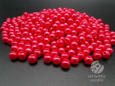 Margele plastic - rosu perlat Ø6mm