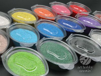  Nisip colorat decorativ, 15 culori x 70 gr, ideal pentru activitati creative si craft