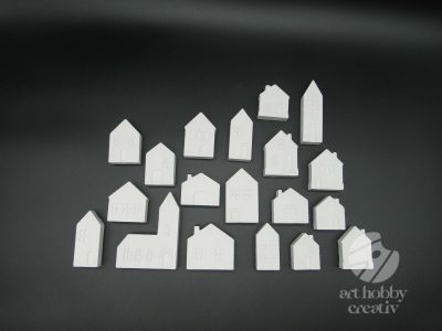 Casute din ipsos - sat mini 8cm - set/19buc