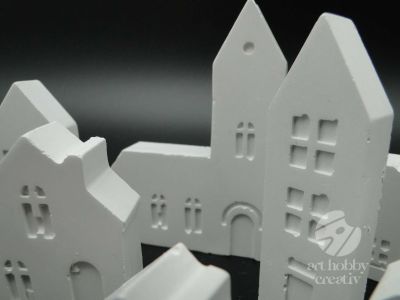 Casute din ipsos - sat mini 8cm - set/19buc