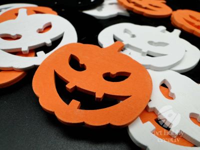 Forme Halloween din lemn - dovleac 5cm set/24buc