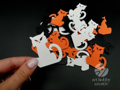 Forme Halloween din lemn - pisica 5cm set/24buc