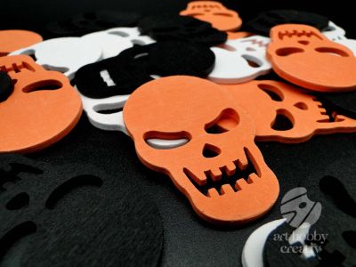 Forme Halloween din lemn - craniu 5cm set/24buc