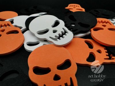 Forme Halloween din lemn - craniu 5cm set/24buc