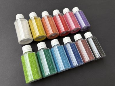 Nisip decor color in flaconase set/12 culori x 70gr + adeziv