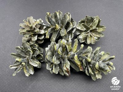 Conuri Naturale de Brad Vopsite Verde - set/6buc