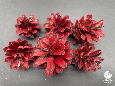 Conuri Naturale de Brad Vopsite Rosu - set/6buc