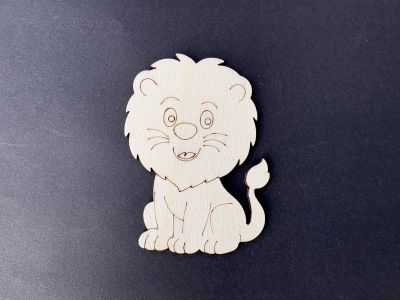 Figurina din lemn de pictat leu, 9cm - forma decorativa DIY