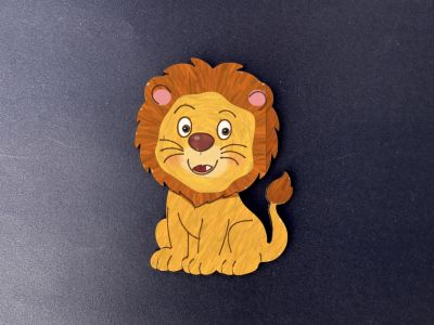Figurina din lemn de pictat leu, 9cm - forma decorativa DIY