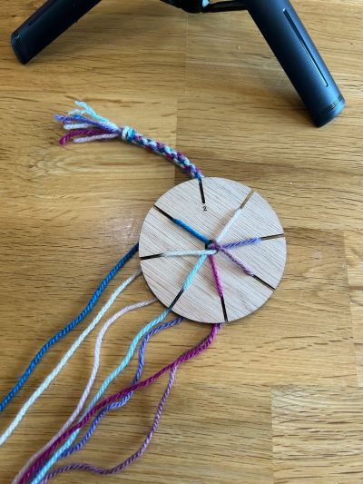 Disc lemn baza impletit bratara Kumihimo - 8cm