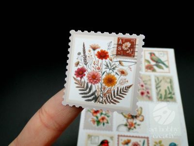 Abtibilduri Decorative model timbre Vintage Flora - Set/13buc
