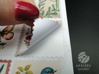 Abtibilduri Decorative model timbre Vintage Flora - Set/13buc
