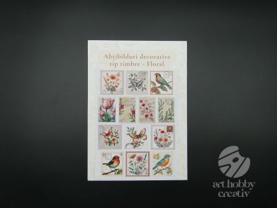 Abtibilduri Decorative model timbre Vintage Flora - Set/13buc