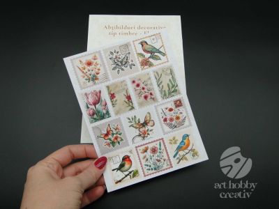 Abtibilduri Decorative model timbre Vintage Flora - Set/13buc