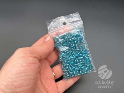 Margele cu foita argintiu 4mm - albastru mediu 25gr