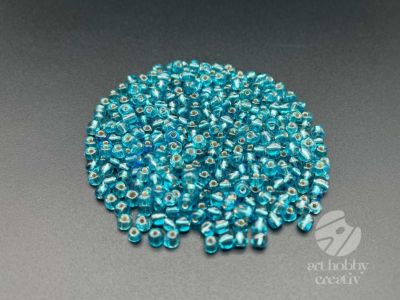 Margele cu foita argintiu 4mm - albastru mediu 25gr