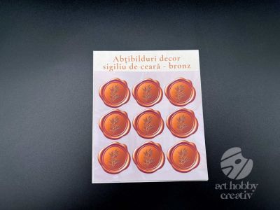 Abtibilduri decorative tip sigiliu de ceara - bronz set/9buc