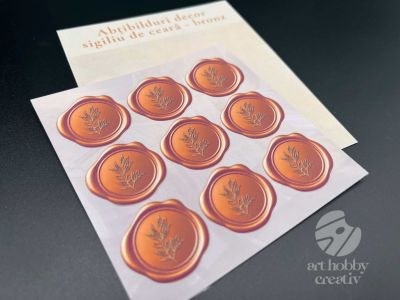 Abtibilduri decorative tip sigiliu de ceara - bronz set/9buc