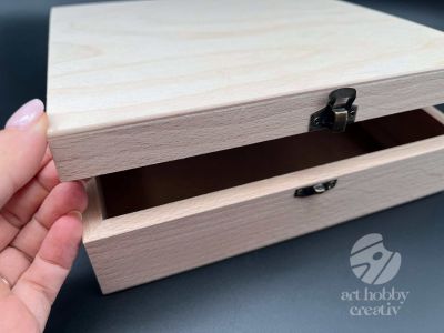 Cutie lemn natur patrat 22x22cm