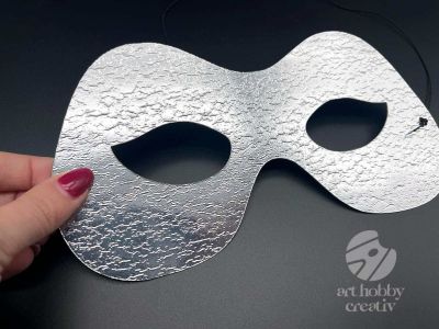 Masca Fidelio pentru carnaval/party - argintiu stralucitor 21cm