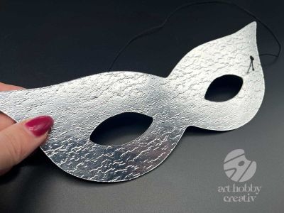 Masca pentru carnaval/party - argintiu stralucitor 23cm