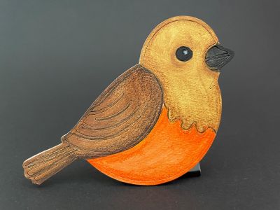 Figurina din lemn de pictat pasare, 9cm - forma decorativa DIY