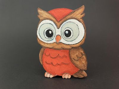 Figurina din lemn de pictat bufnita, 9cm - forma decorativa DIY