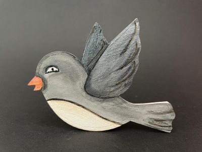 Figurina din lemn de pictat pasare zburatoare, 9cm - forma decorativa DIY