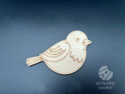 Figurina din lemn de pictat pasare, 9cm - forma decorativa DIY