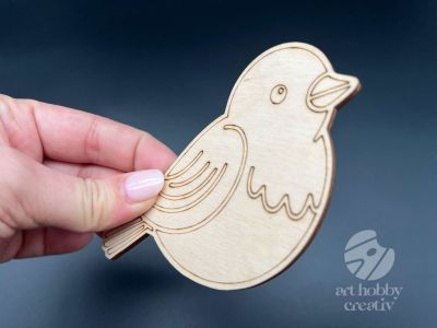 Figurina din lemn de pictat pasare, 9cm - forma decorativa DIY