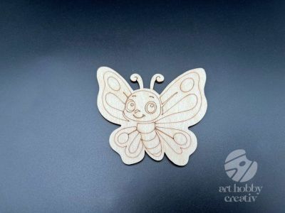 Figurina din lemn de pictat fluture, 9cm - forma decorativa DIY