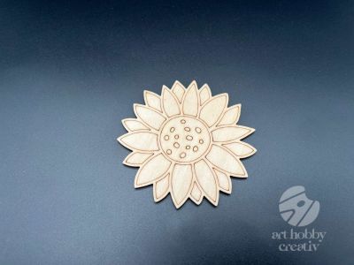Figurina din lemn de pictat floarea soarelui, 9cm - forma decorativa DIY