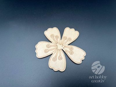 Figurina din lemn de pictat floare, 9cm - forma decorativa DIY mod.2