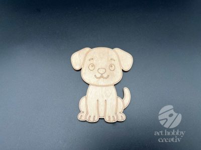 Figurina din lemn de pictat caine, 9cm - forma decorativa DIY