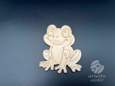 Figurina din lemn de pictat broscuta, 9cm - forma decorativa DIY
