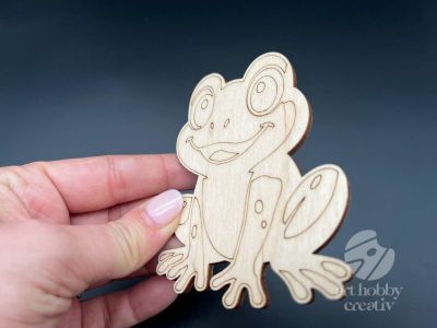 Figurina din lemn de pictat broscuta, 9cm - forma decorativa DIY