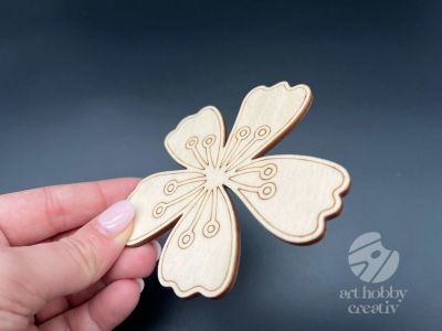 Figurina din lemn de pictat floare, 9cm - forma decorativa DIY mod.2