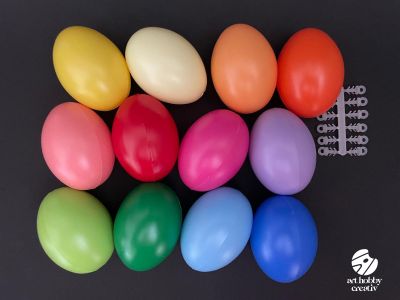 Set 12 Oua Decorative din Plastic – Multicolor, 6 cm