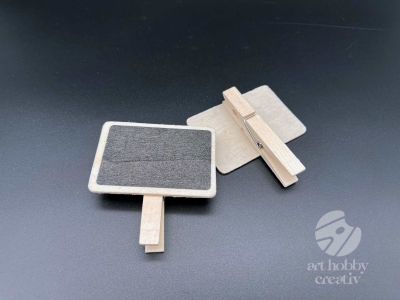 Mini tablita neagra cu clema din lemn 7cm