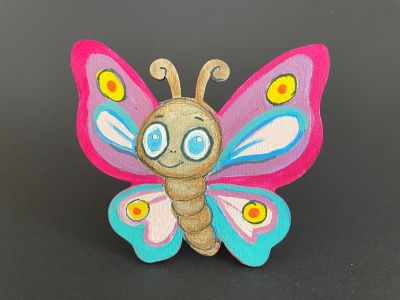 Figurina din lemn de pictat fluture, 9cm - forma decorativa DIY