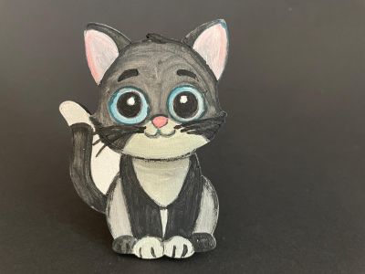 Figurina din lemn pisica pentru proiecte DIY 9cm
